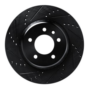 Land Rover Defender 110 Brake Rotor (1) - Rear Left - R1 Concepts - Drilled & Slotted - Black - `20-`25